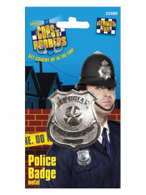 Met deze Zilverkleurige Metalen Politie Badge voel je je een echte Politieagent.