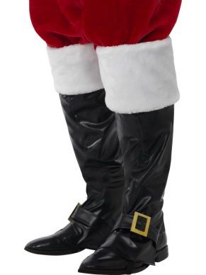 Deluxe Kerstman Boot Cover Hoezen voor Schoenen. Heeft u al een kerstmannen pak maar is hij nog niet compleet zonder de 'kertman laarzen'? Dan zijn deze hoezen echt iet voor u. makkelijk over elke schoen aan te trekken (het liefste over zwarte schoenen natuurlijk). Aan de bovenkant zit een witte bont rand. Stop de broek van uw kerstmannen kostuum in de laarzen en u bent klaar.