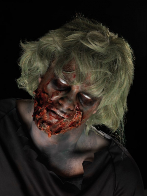 Zombie make-up kit met vloeibare latex, zombie dirt, schmink, bloed en instructies. Uw enge horror zombie look is in mum van tijd gemaakt. 
