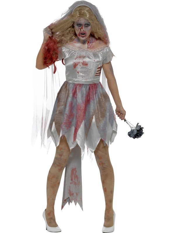 paar snor Bedoel Deluxe Zombie Bride Costume snel thuis bezorgd!