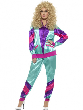 Back to the Eighties met dit geweldige 80s Height of Fashion Shell-kostuum voor dames. Bestaande uit het paars/blauw/roze jasje met broek. Ook verkrijgbaar in andere kleur.