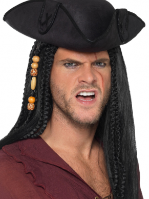 Maak je Piraten Kijk compleet met deze zwarte Tricorn Pirate Captain Hat.