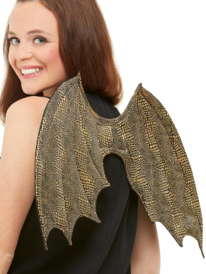 Mooie goudkleurige vleugels met draken schubben. 50 cm/19 inch. Combineer de vleugels met onze horizontale legging om de look compleet te maken.