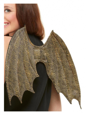 Mooie goudkleurige vleugels met draken schubben. 50 cm/19 inch. Combineer de vleugels met onze horizontale legging om de look compleet te maken.