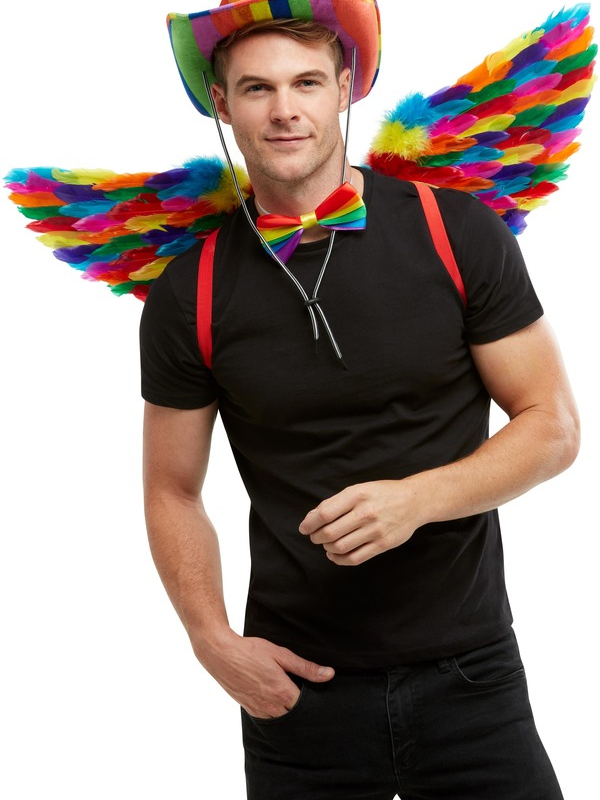 Sta in het middelpunt tijdens de Gay Pride met deze prachtige multi-gekleurde Rainbow Feather Wings 80cm/31 combineer de vleugels met een van onze andere regenboogartikelen om de look compleet te maken.