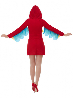 Ga verkleed als Papagaai naar jouw party met dit geweldige Parrot Kostuum, bestaande uit het kleurrijke hooded jurkje.