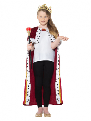 Voel je als een echte Koning met deze prachtige Kids Royal Mantel met kroon en staf.
S/M = 4-9 jaar M/L = 9-12 jaar