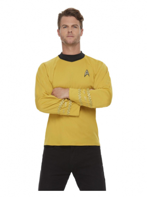 Bekend van de tv-serie Star Trek, dit Original Series Command Uniform Top in de kleur Goud. Maak de look compleet met bovenstaande accessoires. Bekijk ook onze overige Star Trek kostuums en accessoires.