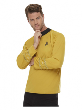 Bekend van de tv-serie Star Trek, dit Original Series Command Uniform Top in de kleur Goud. Maak de look compleet met bovenstaande accessoires. Bekijk ook onze overige Star Trek kostuums en accessoires.