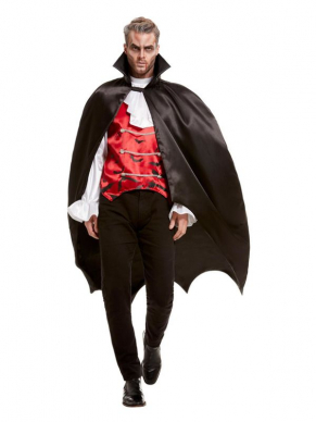 Vampiervleermuis Kaap. Draag deze cape op een zwarte broek en ben klaar voor jouw Halloweenfeest.