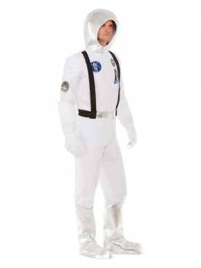 Met dit Out Of Space Kostuum bestaande uit de alles in één jumpsuit, Laarshoezen, Handschoenen & Helm ben je in één keer klaar voor carnaval of ander themafeest.