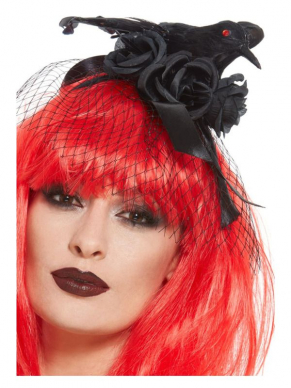 Maak jouw Halloween-outfit compleet met deze te gekke hoofdband met zwarte kraai.