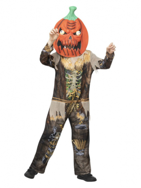 Met dit All In One Pumpkin Scarecrow reaper kostuum inclusief EVA Masker ben je in één keer klaar voor jouw Halloweenfeest!