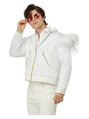 Dit stoere Elton John Feather Jacket bestaat uit de gewatteerde jas met verenschoenen. 