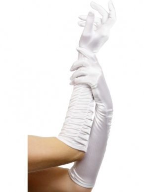 Witte Lange Handschoenen met ribbels