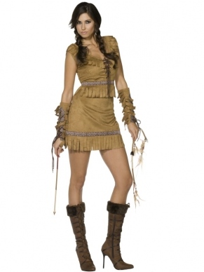 Fever Pocahontas Dames Kostuum. Mooi Verkleedjurk met prachtige details en fundamentele armstukken. 
