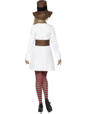 Miss Snowman Kostuum - compleet Sneeuwpop kostuum, inclusief jurk, hoed, sjaal en riem.