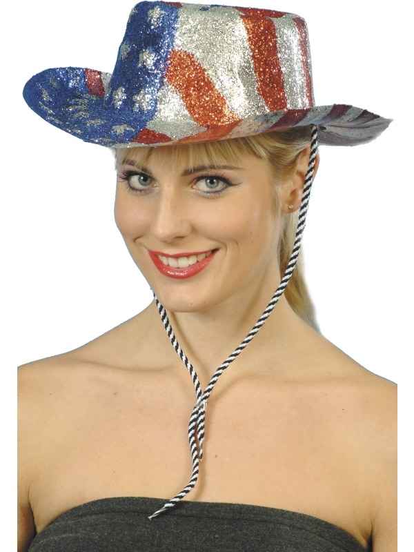 verbanning schouder Bijzettafeltje Cowboy Glitterhoed met Amerikaanse Vlag snel thuis bezorgd!