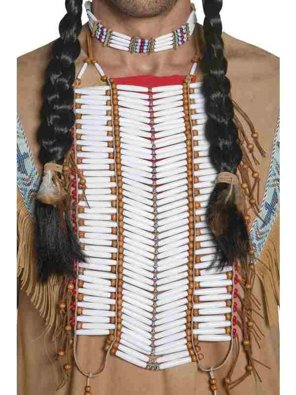 Met deze Westerse Authentieke Indianen Borstketting maak je jouw Indianen look helemaal af.