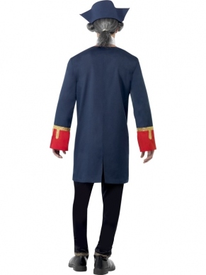 Piraten Commandant Kostuum met jas en passende hoed die van authentieke kleuren voorzien zijn.