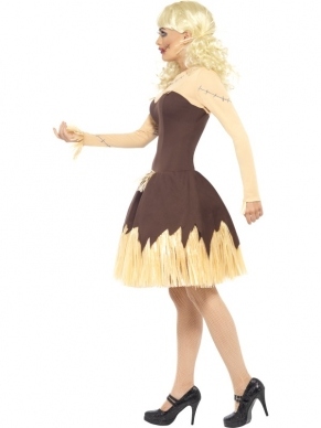 Voodoo Doll Dames Halloween Kostuum, bestaande uit de Jurk met Lange mouwen. Maak de look compleet met kledingaccessoires zoals pruik en schmink.