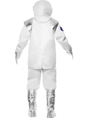 Spaceman Astronaut Heren Carnaval Verkleedkleding. U krijgt het complete astronauten kostuum met: shirt, broek, helm, handschoenen en schoen hoezen. U bent helemaal klaar. 