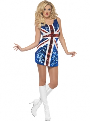 Fever All that Glitters Brittania Jurk - Sexy jurk met glitters en de vlag van Groot-Brittannië (Union Jack). 