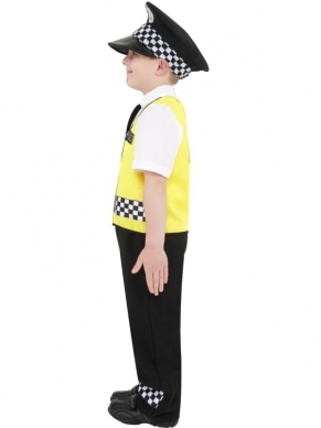 Politie Jongens Verkleedkleding. Complete jongensverkleedkleding met het shirt, de broek, het politiepet en het radiotoestel.