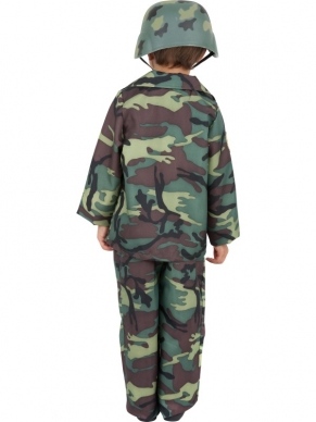 Leger Soldaat Jongens Verkleedkleding. Inbegrepen zijn het legershirt, de broek en de Parachute Backpack.