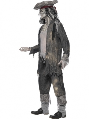 Ghost Ship Ghoul Piraat Verkleedkleding. Schitterend spooky kostuum met shirt/ jas, broek en hoed.