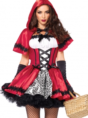Roodkapje is veels te gewoon. Het Gothic Red Riding Hood Kostuum is veel spannender en je valt zeker op op een verkleedfeestje. Het setje bestaat uit een jurk met details van kant en een barok motief en natuurlijk een bijpassende kraag met capuchon.