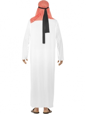 Arabieren kostuum bestaande uit een witte tuniek en arabieren hoofddoek.