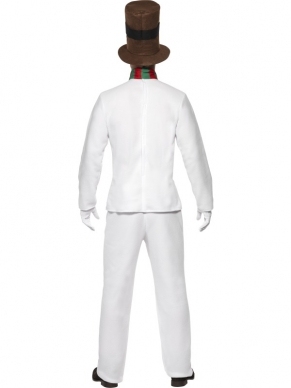 Mr Snowman Kostuum - compleet Sneeuwpop kostuum, inclusief top met aangehechte riem, broek, hoed en sjaal.