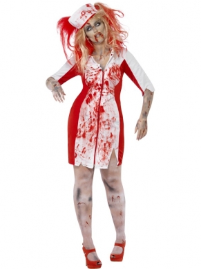 Als jij je verkleed in dit Curves Zombie Nurse Halloween Kostuum, worden wij niet graag door je behandeld! Het kostuum bestaat uit een wit - rode jurk tot net boven de knie met bloedvlekken en een bijpassend hoofdkapje. Om je outfit compleet te maken met schmink, nepbloed of een ander accessoire kun je ook bij ons terecht.
