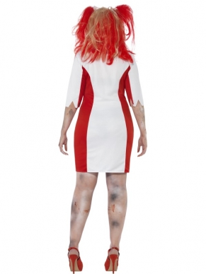 Als jij je verkleed in dit Curves Zombie Nurse Halloween Kostuum, worden wij niet graag door je behandeld! Het kostuum bestaat uit een wit - rode jurk tot net boven de knie met bloedvlekken en een bijpassend hoofdkapje. Om je outfit compleet te maken met schmink, nepbloed of een ander accessoire kun je ook bij ons terecht.