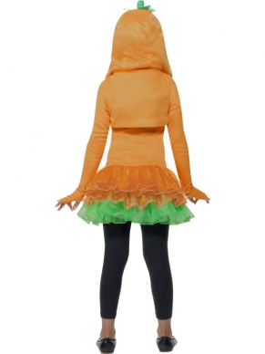 Ga met dit Halloween verkleed in dit leuke Pumpkin Tutu Dress Halloween Kostuum! Bij het kostuum is inbegrepen: oranje jurkje met pompoenprint en tutu rokje en oranje korte jas met lange mouwen en capuchon pompoen. Je kunt ook verschillende panty's en andere accessoires bij ons bestellen om je outfit compleet te maken.