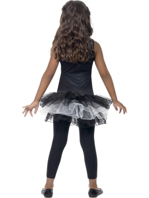 Kleedt je deze Halloween in dit leuke Skeleton Tutu Halloween-kostuum! Het zwarte jurkje heeft een witte skelet opdruk en een wit - zwart gelaagde tutu. Je kunt ook verschillende panty's en andere accessoires bij ons bestellen om je outfit compleet te maken.
