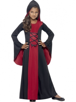 Wil jij deze Halloween verkleden als vampier? Dan is dit Vamp Robe Halloween Kostuum iets voor jou! De lange rood - zwarte jurk heeft een capuchon, uitlopende mouwen en veterdetail. Je kunt bij ons ook vampierentanden, nepbloed en andere accessoires bestellen om de outfit helemaal af te maken.