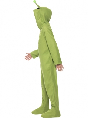 Check dit superleuke Alien Halloween Kostuum! Het kostuum bestaat uit een groene jumpsuit met alien capuchon. Ook schmink setjes om de outfit compleet te maken kun je bij ons bestellen.