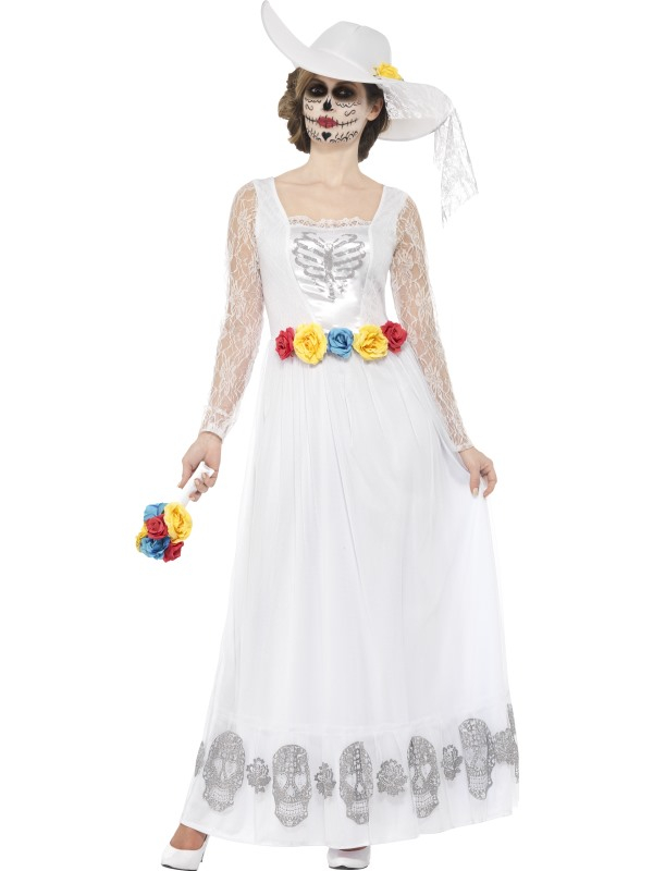 Day of the Dead Skeleton Bride Horror Bruid Wit