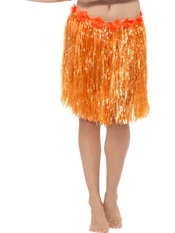 Hawaii Hula Skirt met Bloemen Oranje