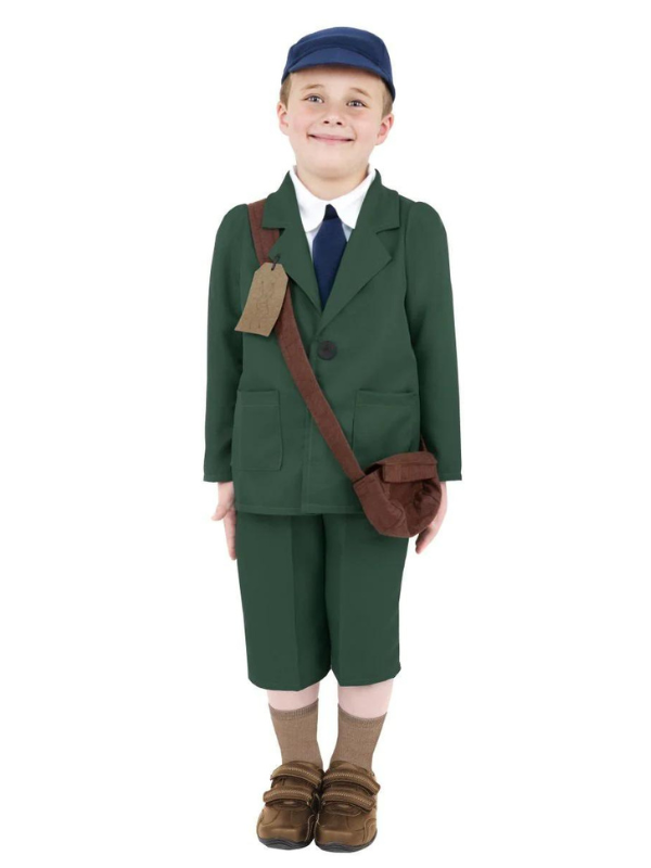World War II Evacuee Boy kostuum Groen