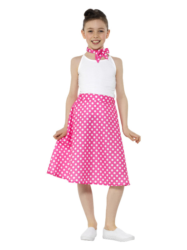 Kids 50s Polka Dot Skirt Roze
