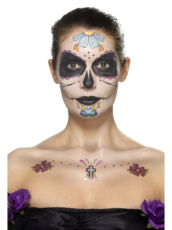 Day of the Dead Face Tattoo Transfers Kit