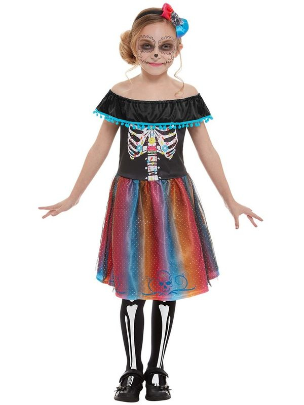Neon Day of The Dead Girl Kinder Kostuum