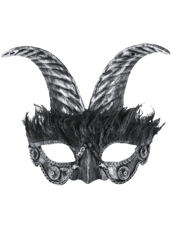 Silver Masquerade Horned Oogmasker