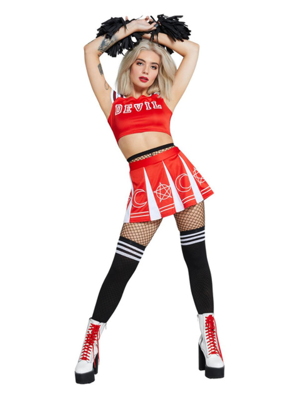 Fever Devil Cheerleader Kostuum, Red & White