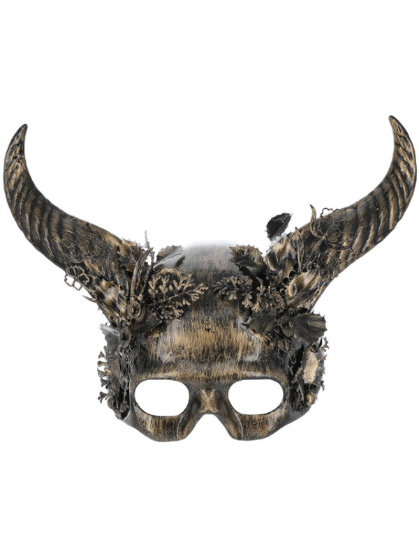 Deluxe Gold Horned Masquerade Masker