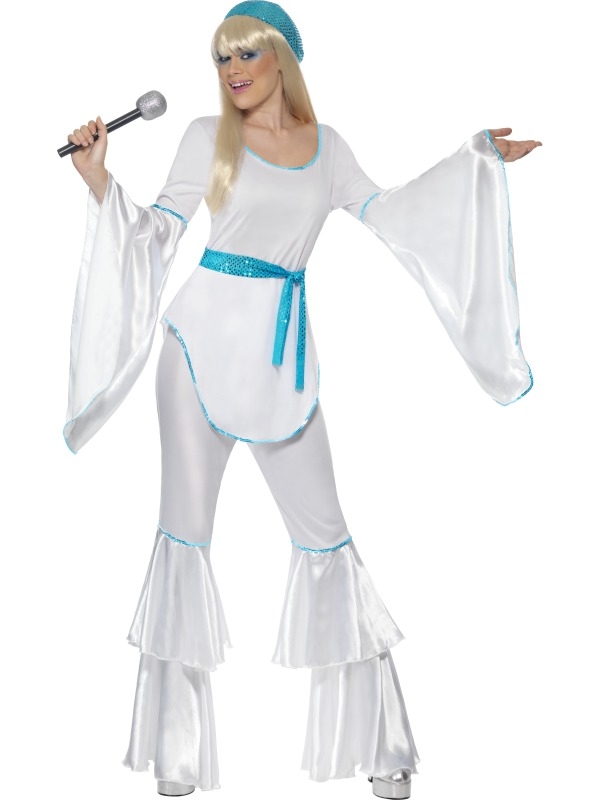 Super Trooper Abba Dames Kostuum Wit
