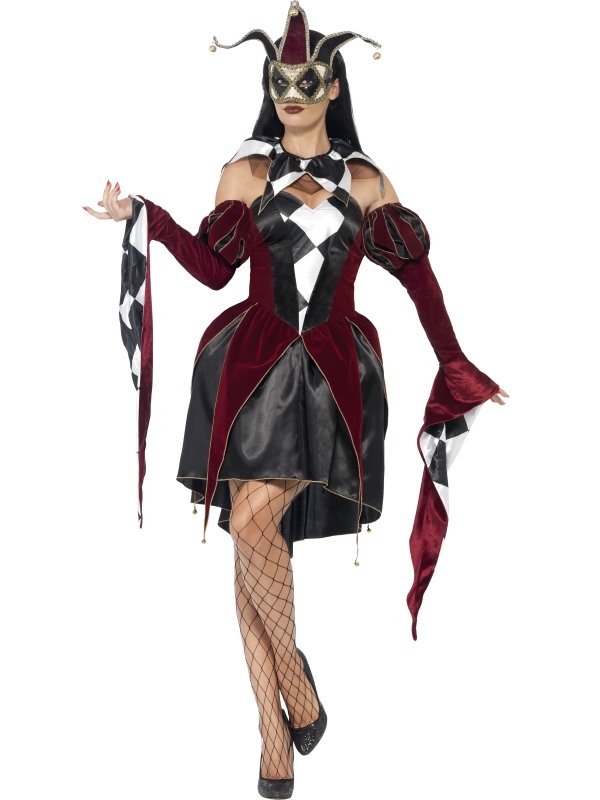 Gothic Venetian Harlequin Dames Halloween Kostuum